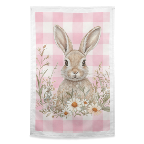 Blush Meadow Bunny - funny tea towel by haris kavalla