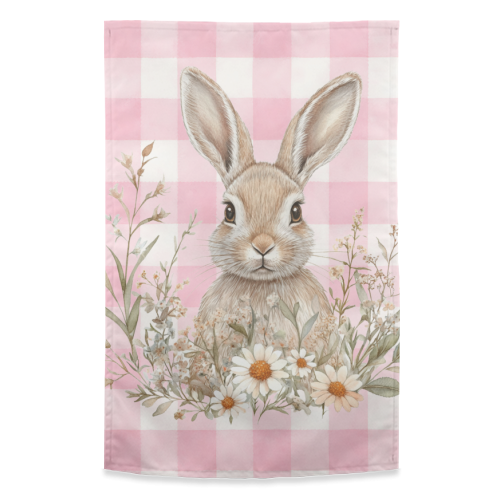 Blush Meadow Bunny - funny tea towel by haris kavalla