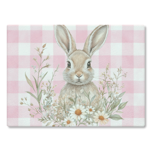 Blush Meadow Bunny - glass chopping board by haris kavalla