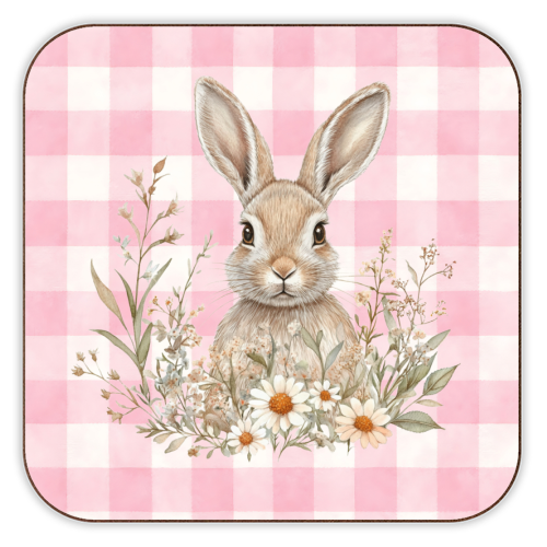 Blush Meadow Bunny - personalised beer coaster by haris kavalla