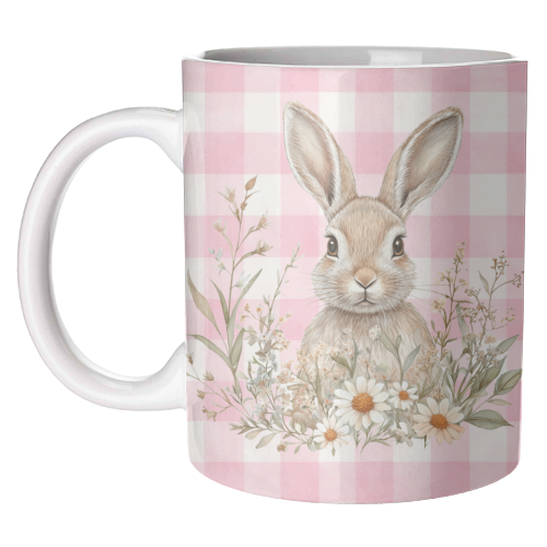 Blush Meadow Bunny - unique mug by haris kavalla