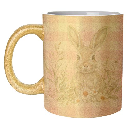 Blush Meadow Bunny - unique mug by haris kavalla