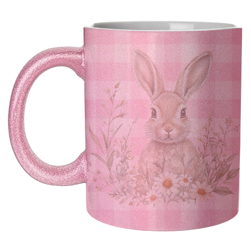 Blush Meadow Bunny - unique mug by haris kavalla