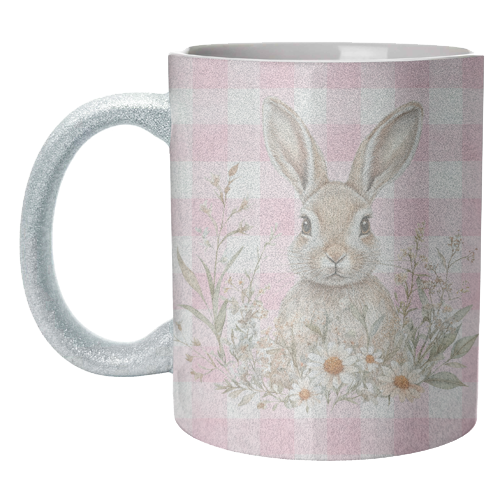 Blush Meadow Bunny - unique mug by haris kavalla