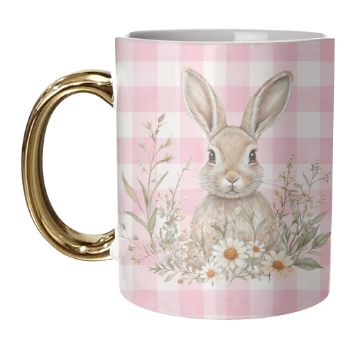 Blush Meadow Bunny - unique mug by haris kavalla