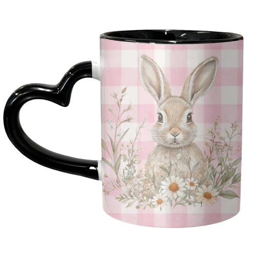 Blush Meadow Bunny - unique mug by haris kavalla