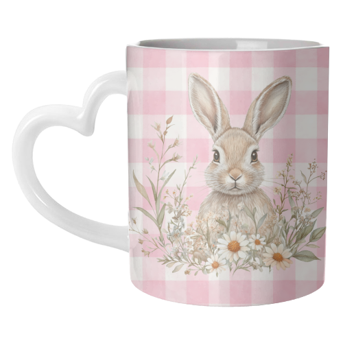 Blush Meadow Bunny - unique mug by haris kavalla