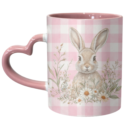 Blush Meadow Bunny - unique mug by haris kavalla