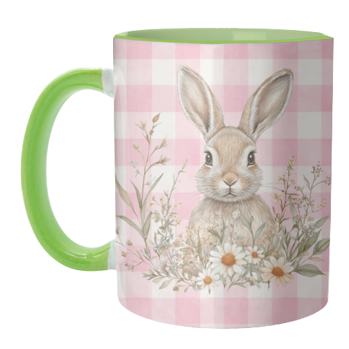 Blush Meadow Bunny - unique mug by haris kavalla