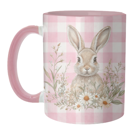 Blush Meadow Bunny - unique mug by haris kavalla