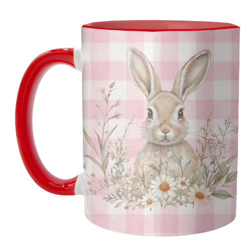 Blush Meadow Bunny - unique mug by haris kavalla
