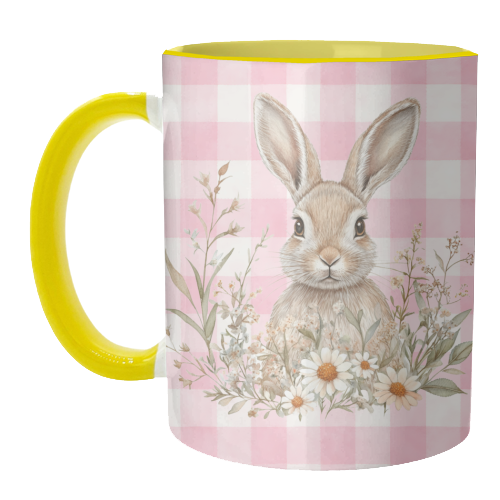 Blush Meadow Bunny - unique mug by haris kavalla