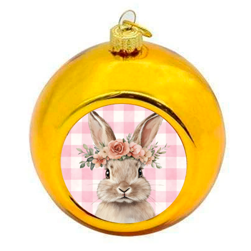 Rose Crown Bunny - colourful christmas bauble by haris kavalla