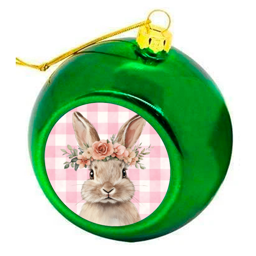 Rose Crown Bunny - colourful christmas bauble by haris kavalla