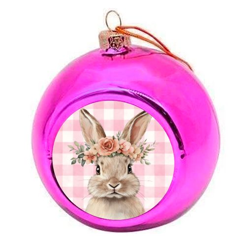 Rose Crown Bunny - colourful christmas bauble by haris kavalla