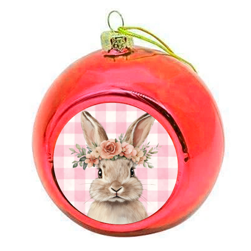 Rose Crown Bunny - colourful christmas bauble by haris kavalla