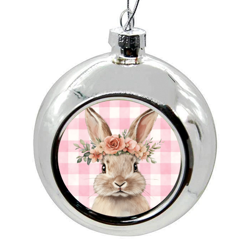 Rose Crown Bunny - colourful christmas bauble by haris kavalla