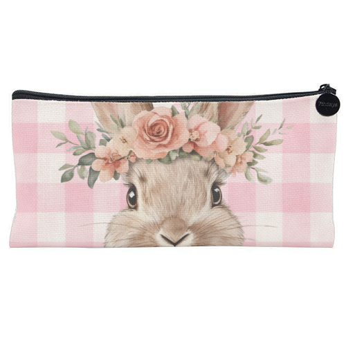 Rose Crown Bunny - flat pencil case by haris kavalla