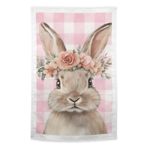 Rose Crown Bunny - funny tea towel by haris kavalla