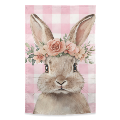 Rose Crown Bunny - funny tea towel by haris kavalla