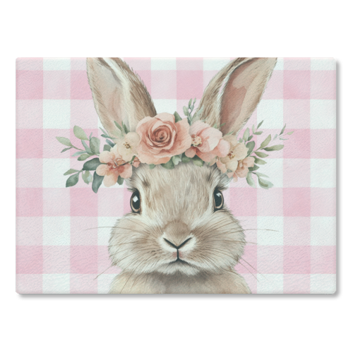 Rose Crown Bunny - glass chopping board by haris kavalla