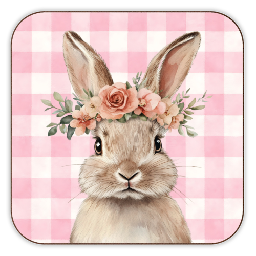 Rose Crown Bunny - personalised beer coaster by haris kavalla