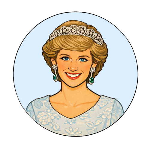 Princess Di - Circle Sticker by Ms Doodle