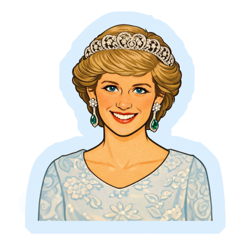Princess Di - Die Cut Sticker by Ms Doodle
