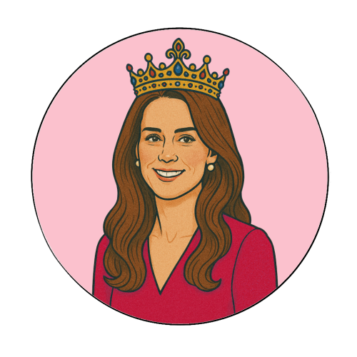 Princess Kate - Circle Sticker by Ms Doodle