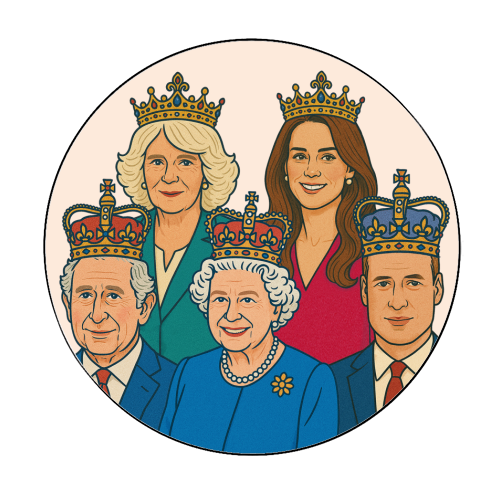 The Royal Family - Circle Sticker by Ms Doodle