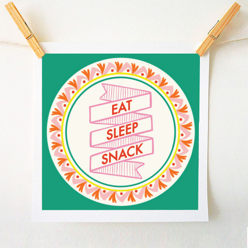 Pattern Series Live Eat Sleep Snack - A1 - A4 art print by AbiGoLucky
