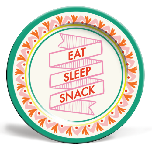 Pattern Series Live Eat Sleep Snack - ceramic dinner plate by AbiGoLucky