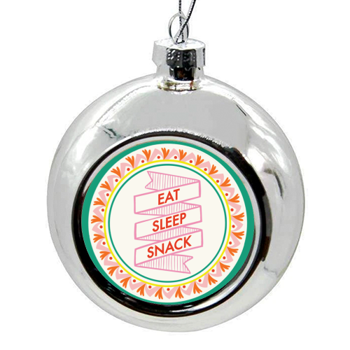 Pattern Series Live Eat Sleep Snack - colourful christmas bauble by AbiGoLucky
