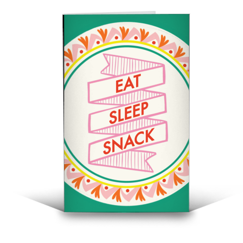Pattern Series Live Eat Sleep Snack - funny greeting card by AbiGoLucky
