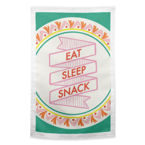Pattern Series Live Eat Sleep Snack - funny tea towel by AbiGoLucky