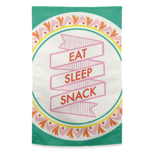 Pattern Series Live Eat Sleep Snack - funny tea towel by AbiGoLucky
