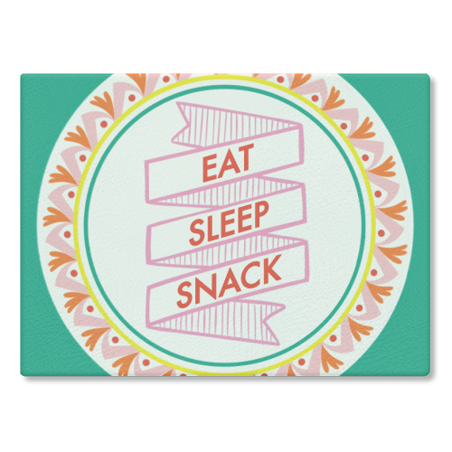 Pattern Series Live Eat Sleep Snack - glass chopping board by AbiGoLucky