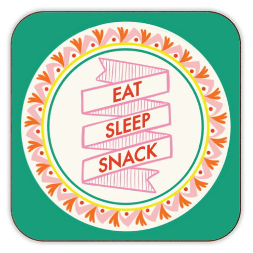 Pattern Series Live Eat Sleep Snack - personalised beer coaster by AbiGoLucky