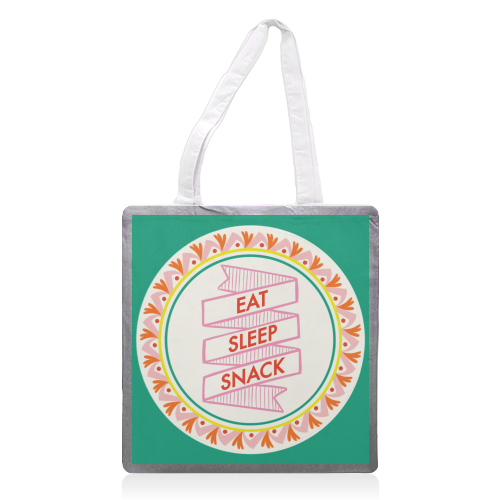 Pattern Series Live Eat Sleep Snack - printed canvas tote bag by AbiGoLucky
