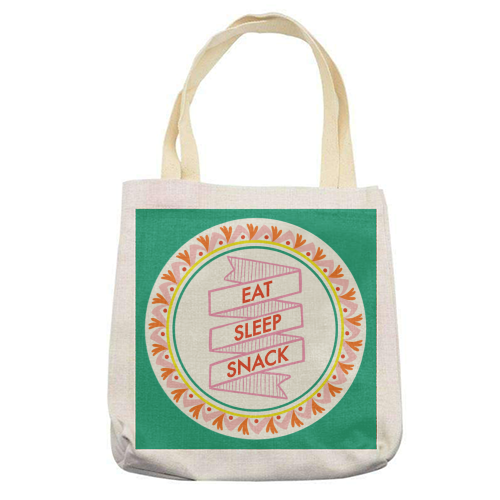 Pattern Series Live Eat Sleep Snack - printed canvas tote bag by AbiGoLucky