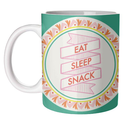 Pattern Series Live Eat Sleep Snack - unique mug by AbiGoLucky