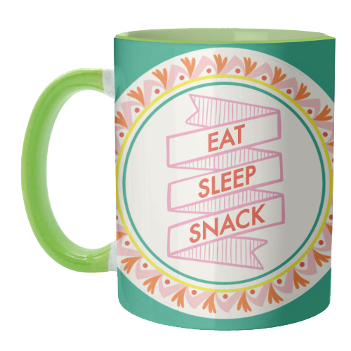 Pattern Series Live Eat Sleep Snack - unique mug by AbiGoLucky