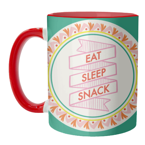 Pattern Series Live Eat Sleep Snack - unique mug by AbiGoLucky