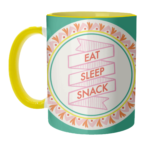 Pattern Series Live Eat Sleep Snack - unique mug by AbiGoLucky