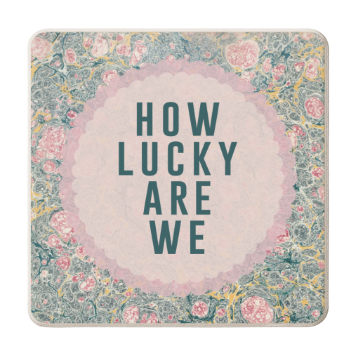 How Lucky Are We - personalised beer coaster by The 13 Prints