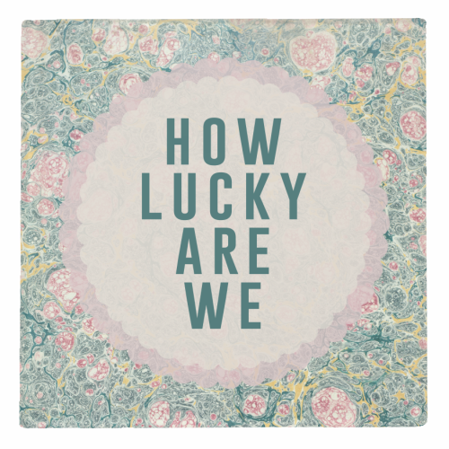 How Lucky Are We - personalised beer coaster by The 13 Prints