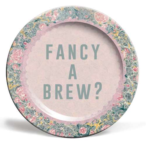 Fancy A Brew? - ceramic dinner plate by The 13 Prints