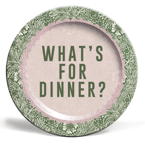 What's For Dinner? Green/Pink - ceramic dinner plate by The 13 Prints