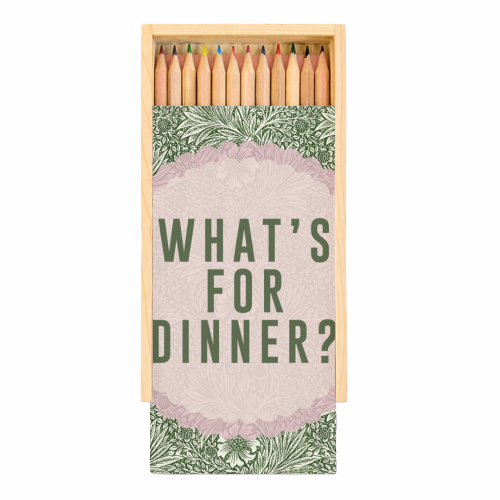 What's For Dinner? Green/Pink - Coloured Pencils with Box by The 13 Prints