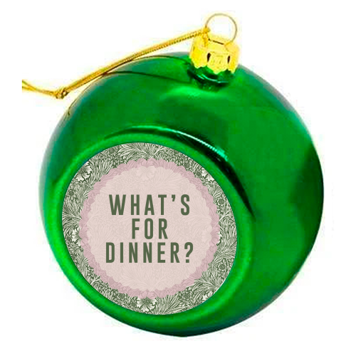 What's For Dinner? Green/Pink - colourful christmas bauble by The 13 Prints